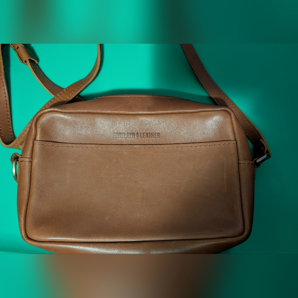 Portland Leather Honey Camera Toaster Crossbody Bag